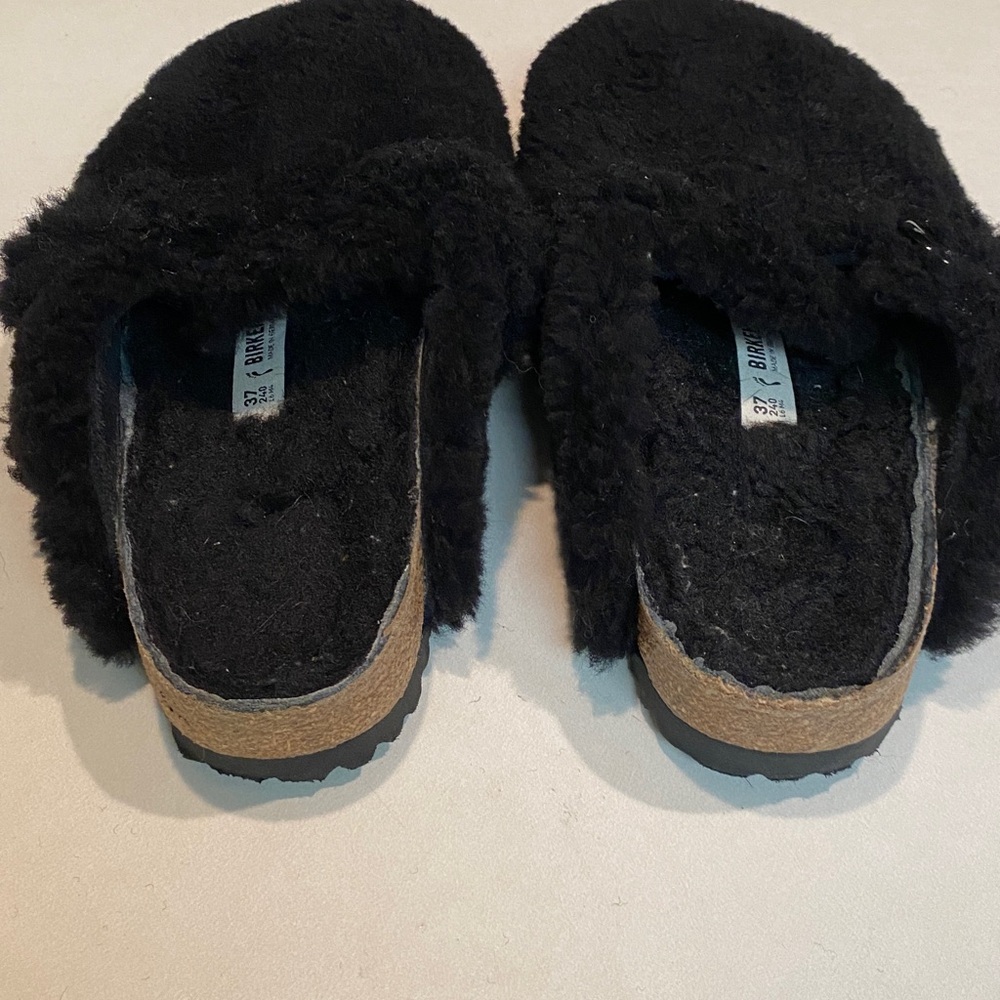 BIRKENSTOCK BOSTON SHEARLING MULE BUCKLE TEDDY BLACK BIRKS EU 37 WOMENS 6 MENS 4 - Picture 8 of 12